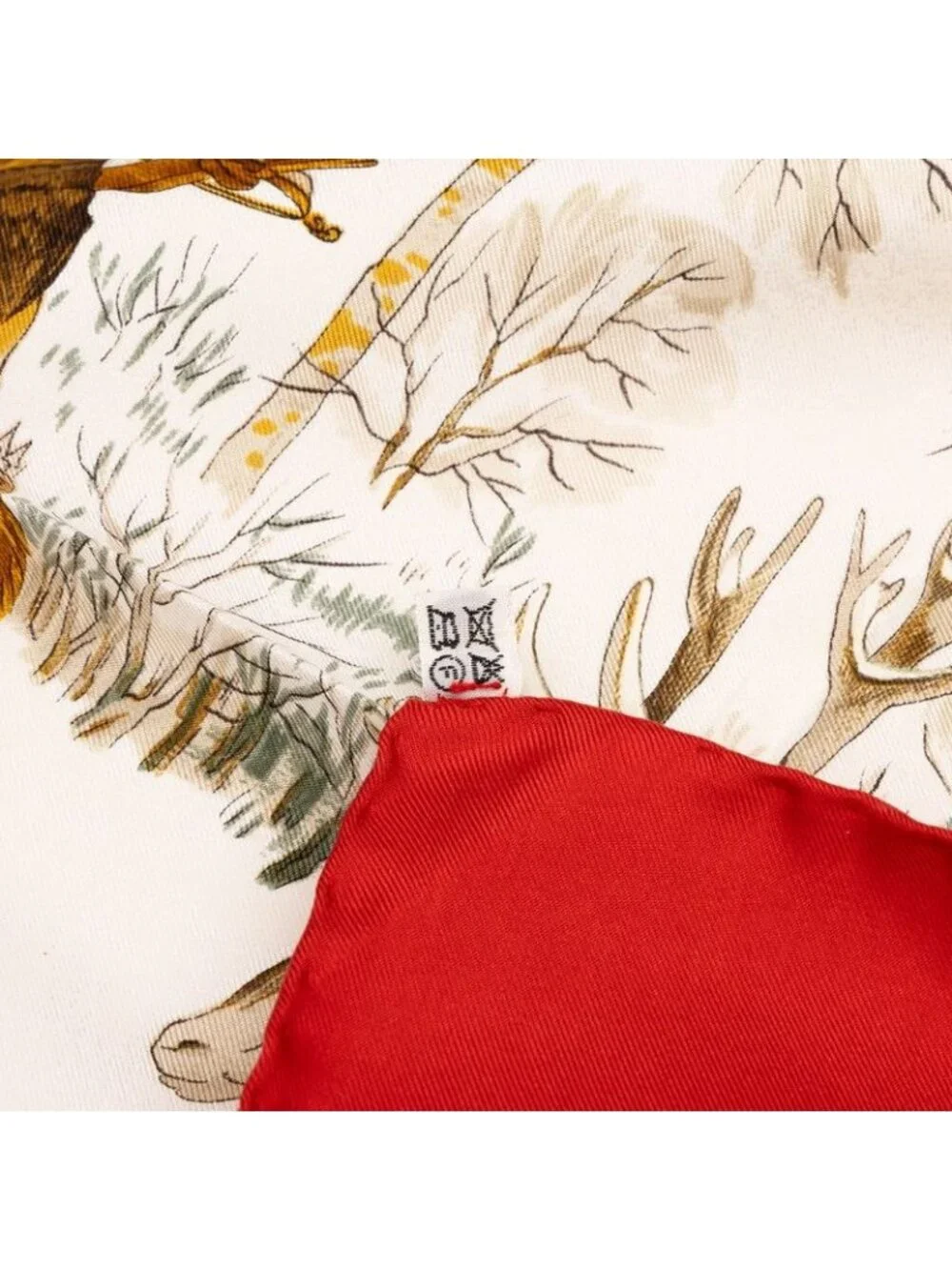 Hermes Carre 90 L'hiver Winter Hunting Scarf Red White Multicolor Silk